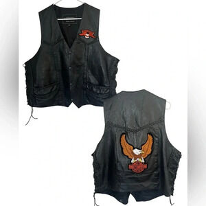 Vintage Harley Davidson Genuine Leather Vest Patches XXL